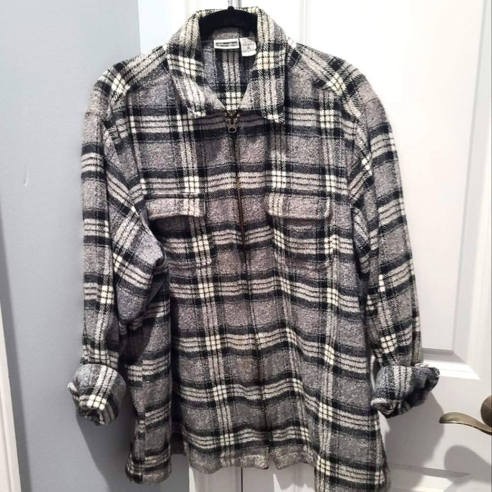 Vintage Xhilaration Plaid Shacket Zip Top 90's Y2k